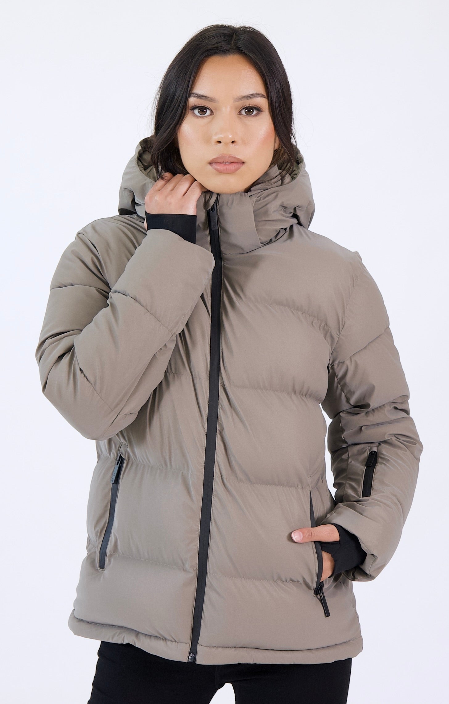 Mi Longue Doudoune Femme Couleur Taupe BAILEY Manteau Mi