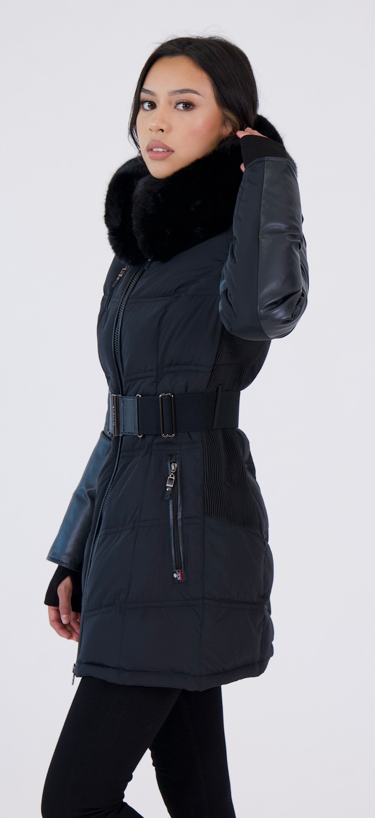 VICTORIA | Mat Black Women's Vegan Faux Fur Puffer Jacket